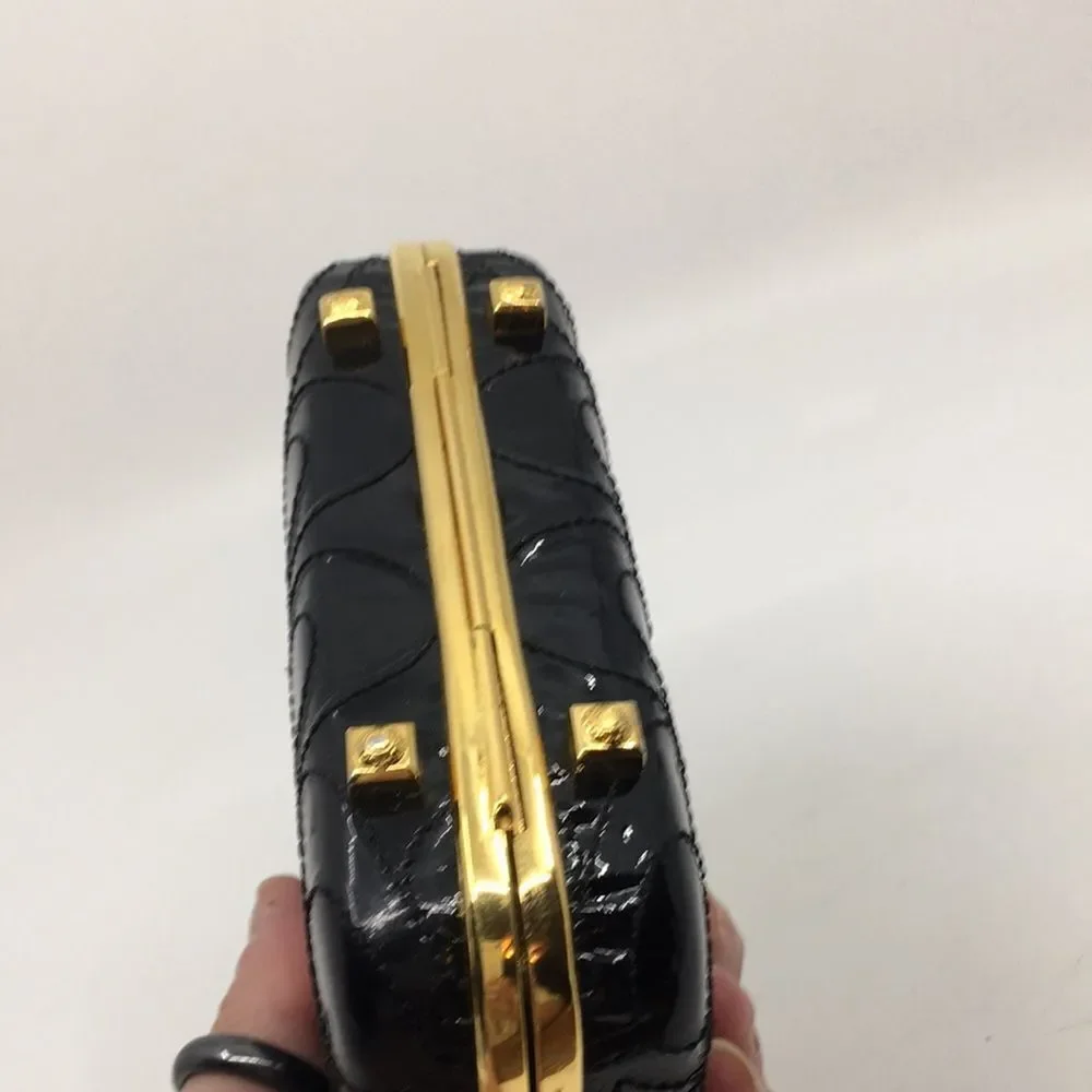 Coach Black Patent Leather Raised 